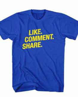 T-Shirt Like Comment Share, Youtuber T-Shirt men women youtuber influencer tee. Printed and delivered from USA or UK.