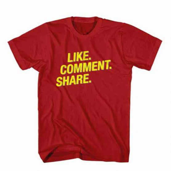 T-Shirt Like Comment Share, Youtuber T-Shirt men women youtuber influencer tee. Printed and delivered from USA or UK.