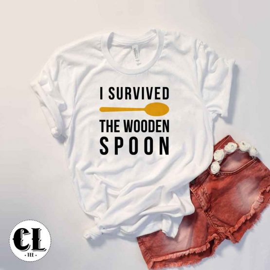 T-Shirt I Survived The Wooden Spoon men women round neck tee. Printed and delivered from USA or UK