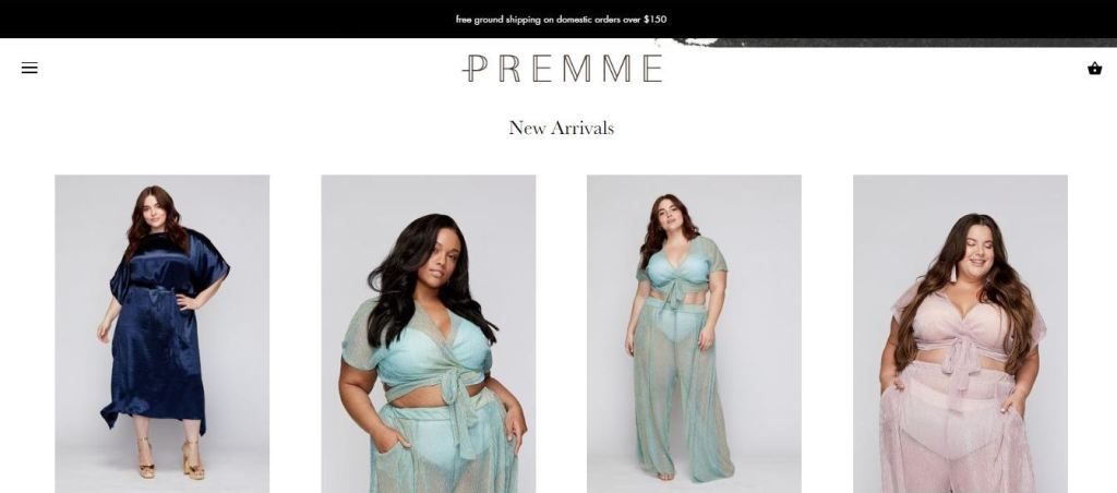 premme plus size clothes online website screen capture