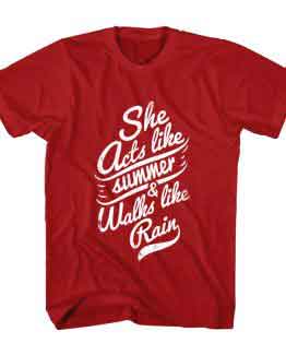 T-Shirt She Acts Like Summer Typography by Clotee.com Typography, Lettering, Calligraphy Men Women Crew Neck Tee