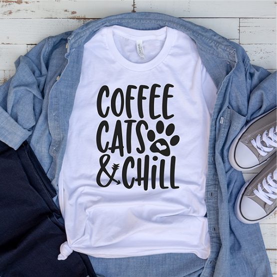 T-Shirt Coffee Cats And Chill Pet Lover by Clotee.com Rescue Cat, Purr Mama, Cat Lover