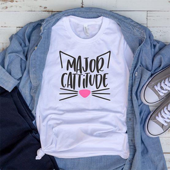 T-Shirt Major Cattitude Pet Lover by Clotee.com Rescue Cat, Purr Mama, Cat Lover