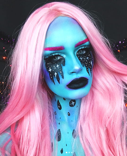 cosmic alien halloween makeup idea