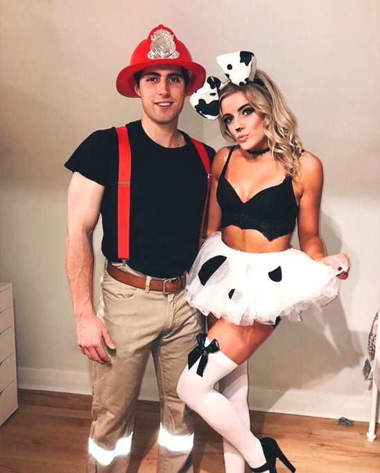 dalmatian and firefighter halloween costume idea for couples