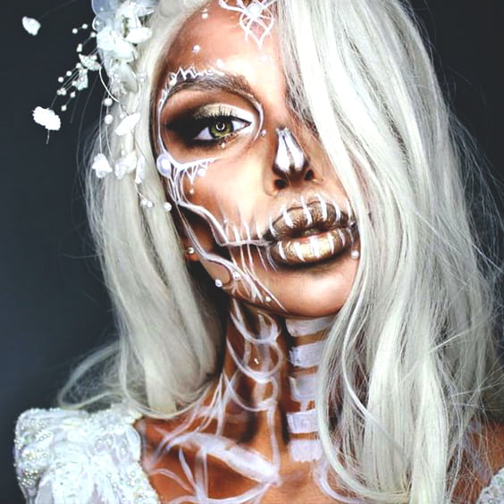 glam white skull makeup halloween ideas