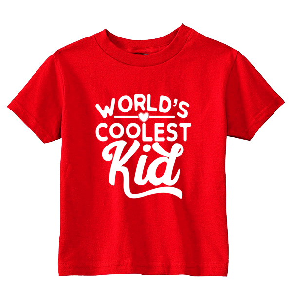 Kids T-Shirt Worlds Coolest Kid Toddler Children. Printed and delivered from USA or UK.