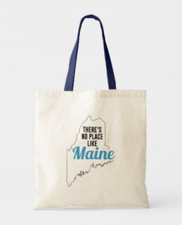 There is No Place Like Maine Tote Bag, Maine State Holiday Christmas, Maine Canvas Grocery Shopping Reusable Bag, Maine Home Base by Clotee.com There is No Place Like Home