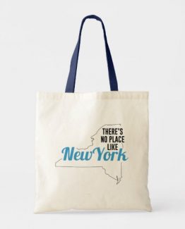 There is No Place Like New York Tote Bag, New York State Holiday Christmas, New York Canvas Grocery Shopping Reusable Bag, New York Home Base by Clotee.com There is No Place Like Home