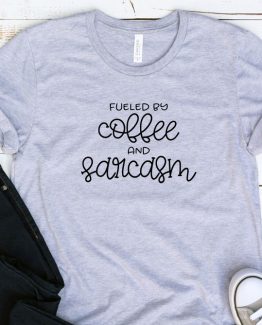 T-Shirt Adulting Fueled By Coffee And Sarcasm by Clotee.com Aesthetic Clothing