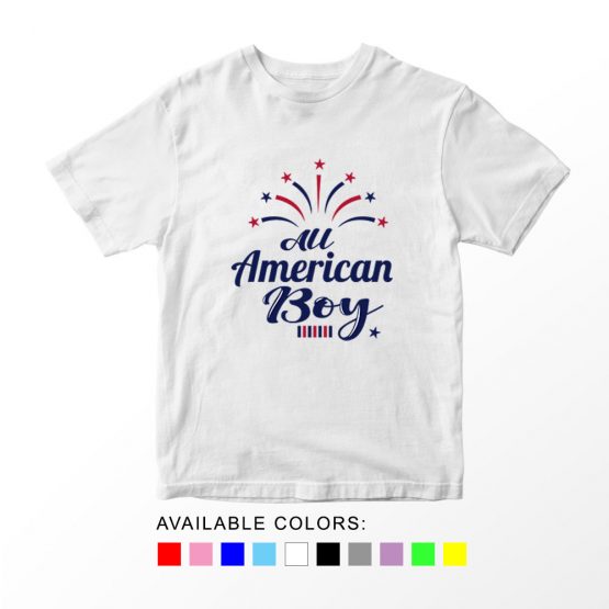 T-Shirt All American Boy Patriotic Kids Independence Day 4th July by Clotee.com Aesthetic Clothing