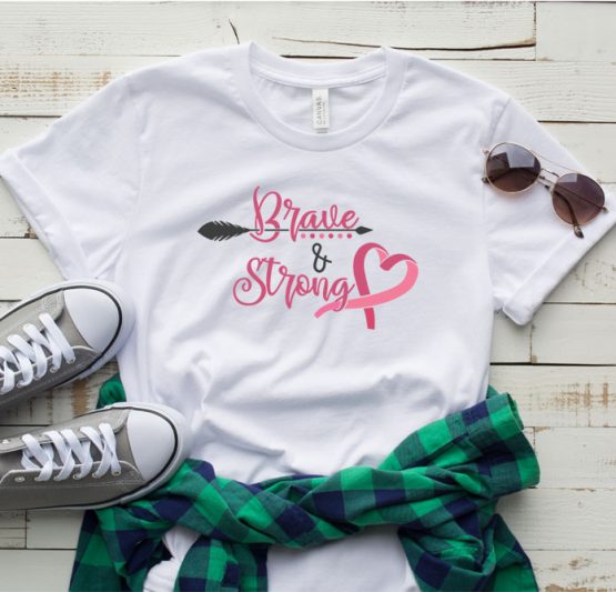 T-Shirt Cancer Awareness Brave And Strong by Clotee.com Tumblr Aesthetic Clothing