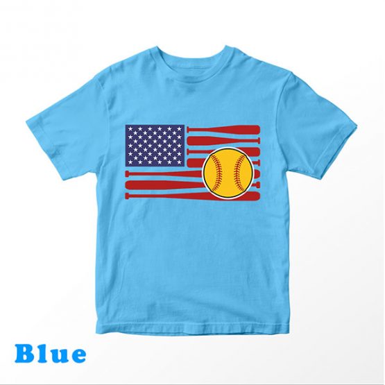 T-Shirt Kids Flag Softball by Clotee.com Aesthetic Clothing