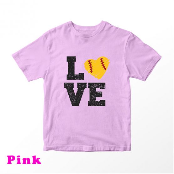 T-Shirt Kids Love Softball by Clotee.com Aesthetic Clothing