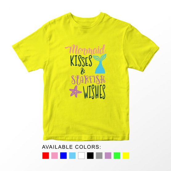 T-Shirt Kids Mermaid Kisses And Starfish Wishes by Clotee.com Aesthetic Clothing